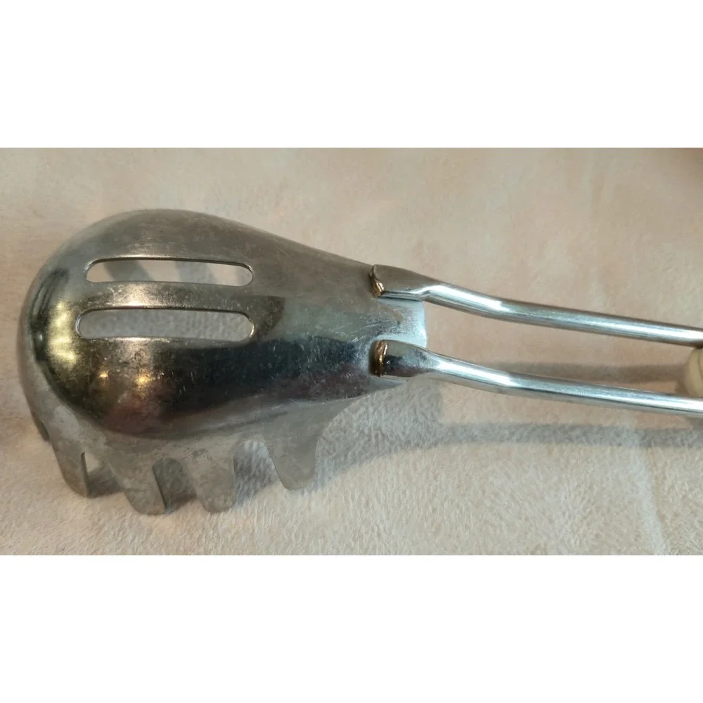 Danesco Stainless Steel Spaghetti Server Pasta Fork White Plastic Handle 12in